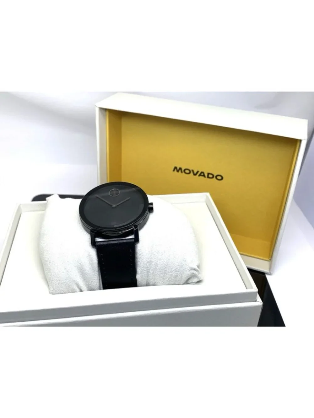 Movado Men's Watch 3601123 Bold Evolution Swiss Quartz Black Dial Leather Band